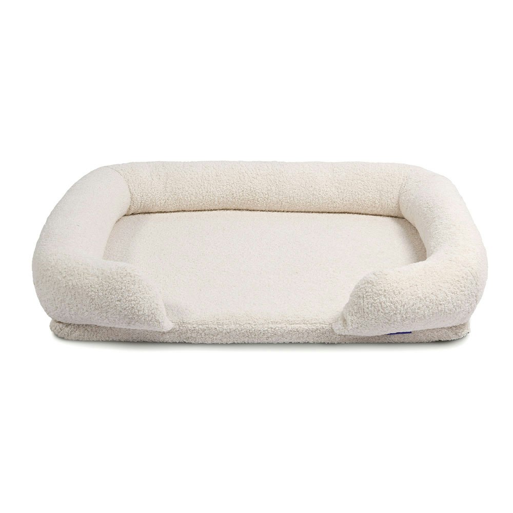 Charlie's Teddy Fleece Memory Foam Sofa Pet Bed with Bolster Cream 2