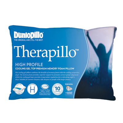 Dunlopillo Therapillo Premium Memory Foam Cooling Gel Pillow High Profile