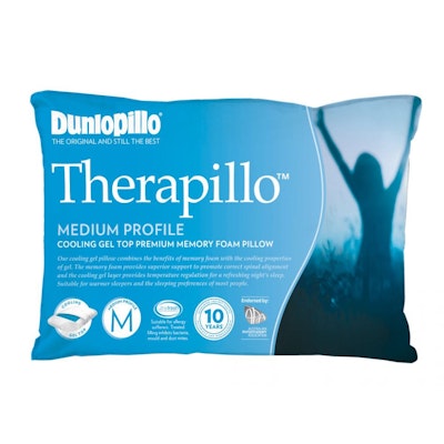 Dunlopillo Therapillo Premium Memory Foam Cooling Gel Pillow Medium Profile