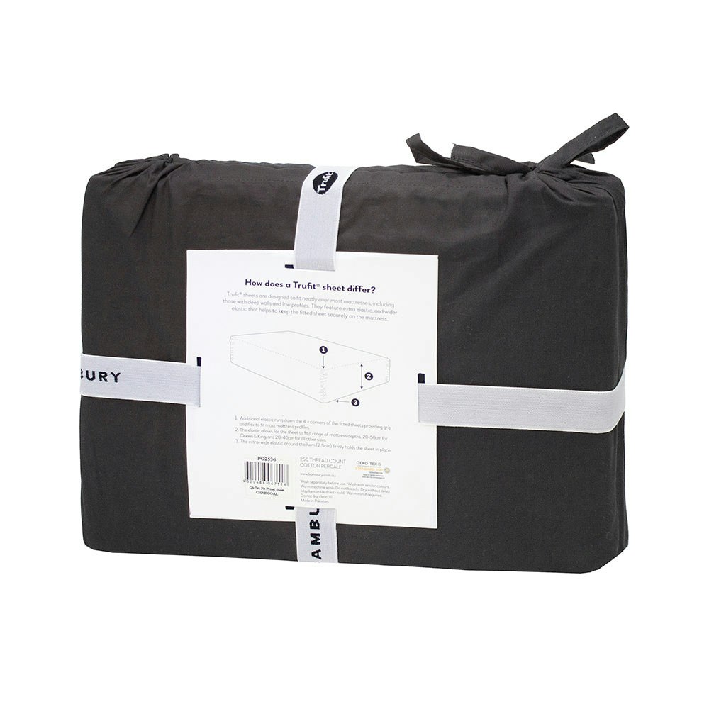 Bambury 250 Thread Count Tru Fit Sheet Set Charcoal 7
