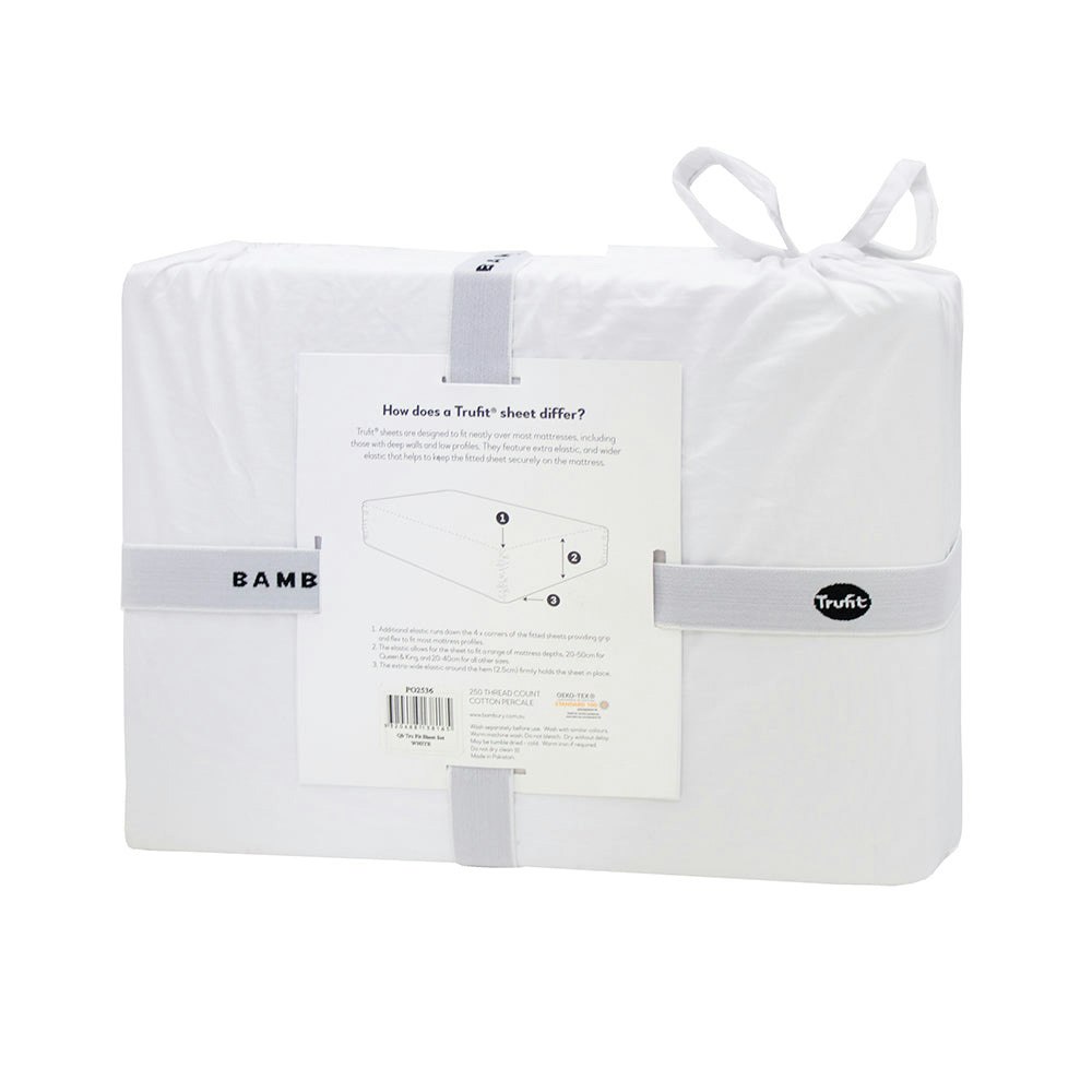 Bambury 250 Thread Count Tru Fit Sheet Set White 6