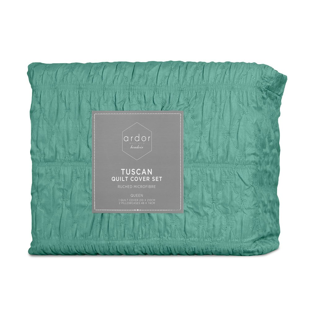 Ardor Boudoir Tuscan Ruched Microfibre Quilt Cover Set Packaging