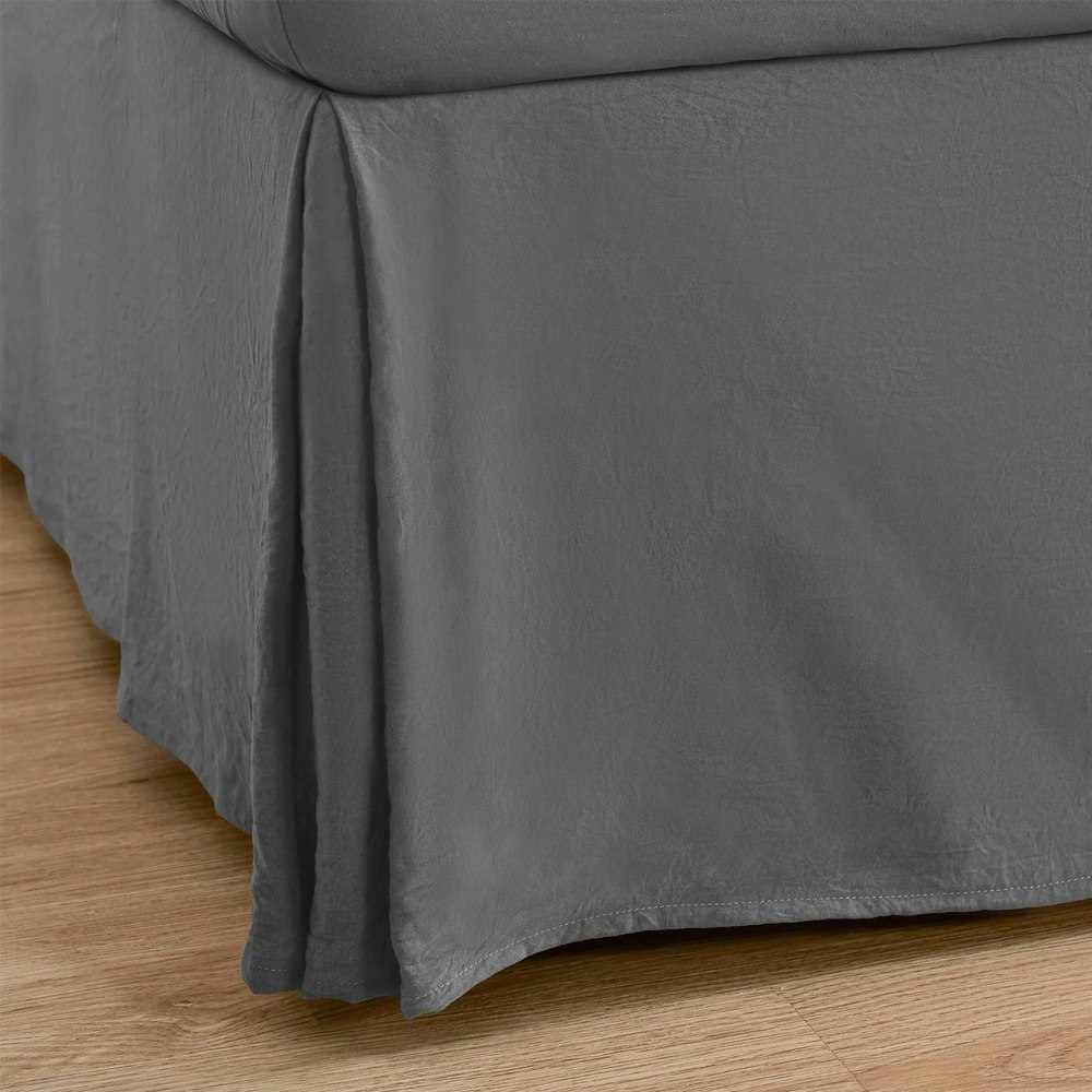 Dreamaker Superfine Washed Microfibre Pleated Valance Charcoal