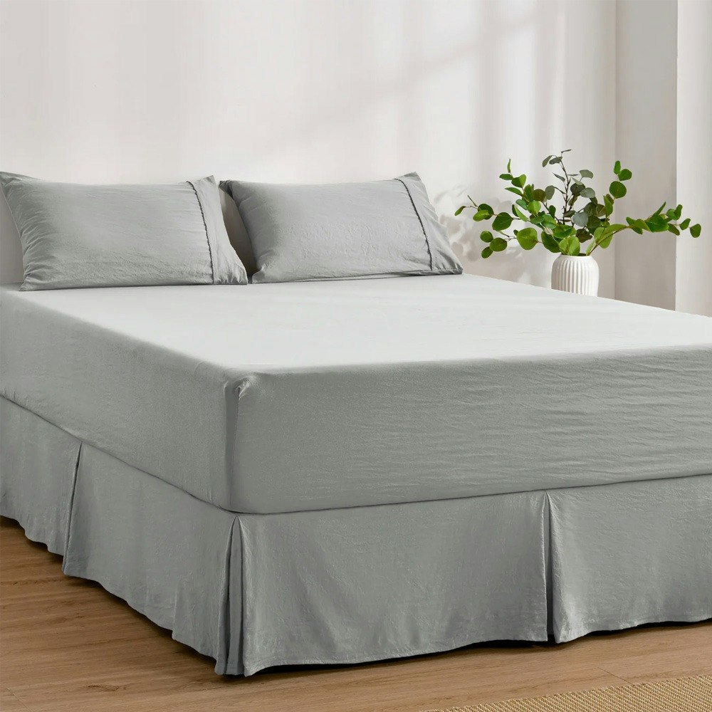 Dreamaker Superfine Washed Microfibre Pleated Valance Dove Grey