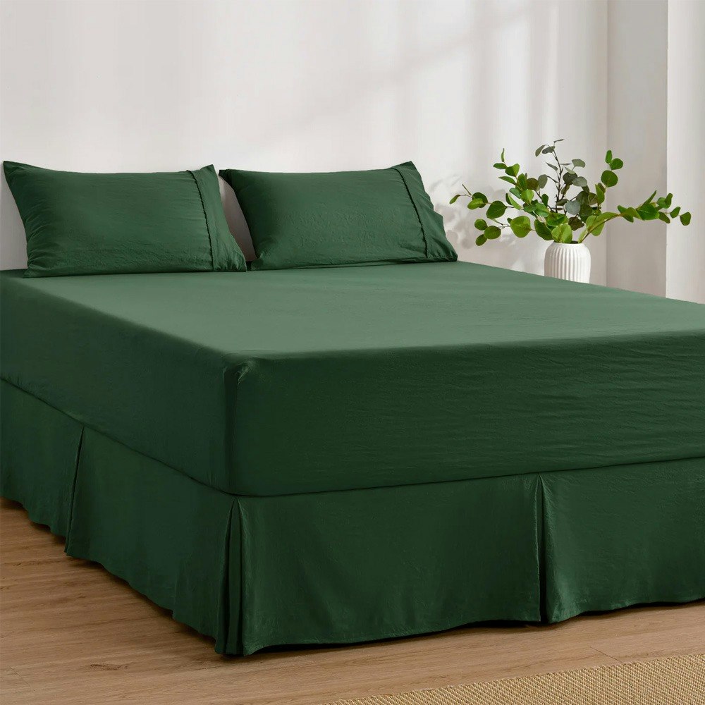 Dreamaker Superfine Washed Microfibre Pleated Valance Hunter Green
