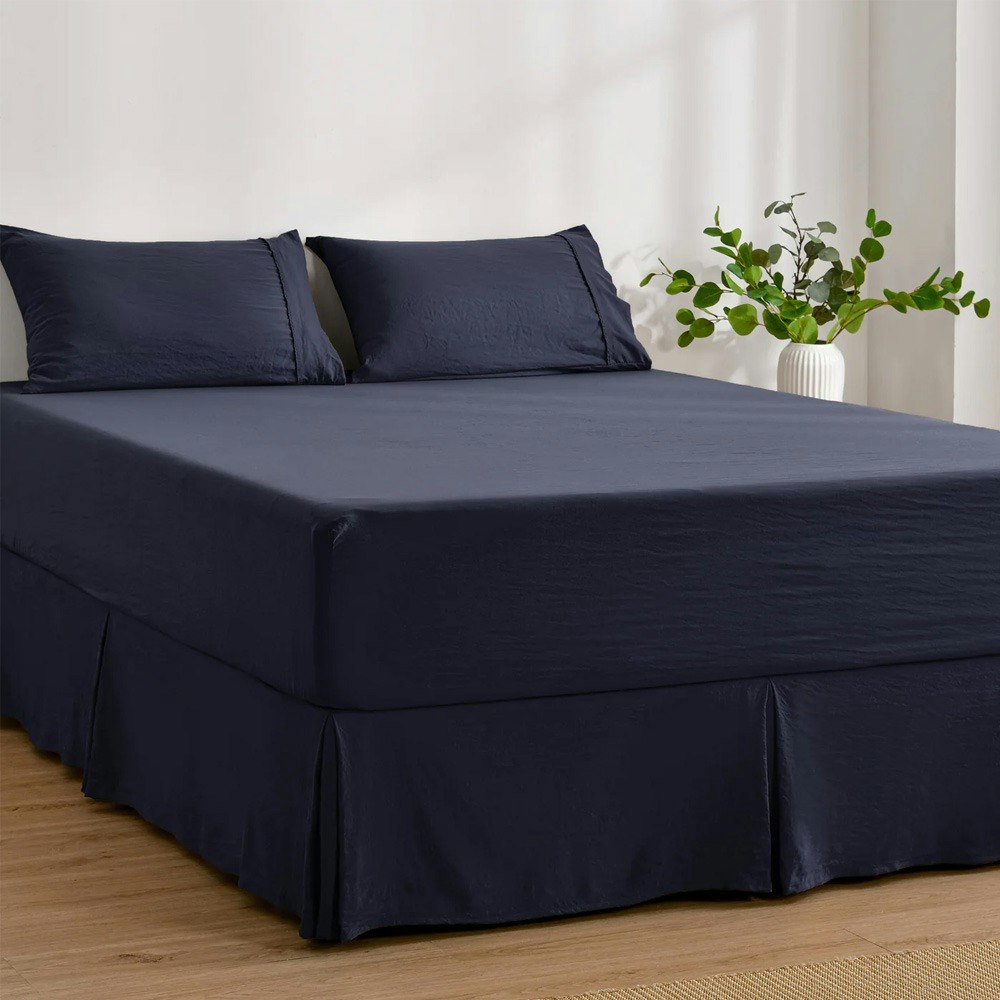 Dreamaker Superfine Washed Microfibre Pleated Valance Navy