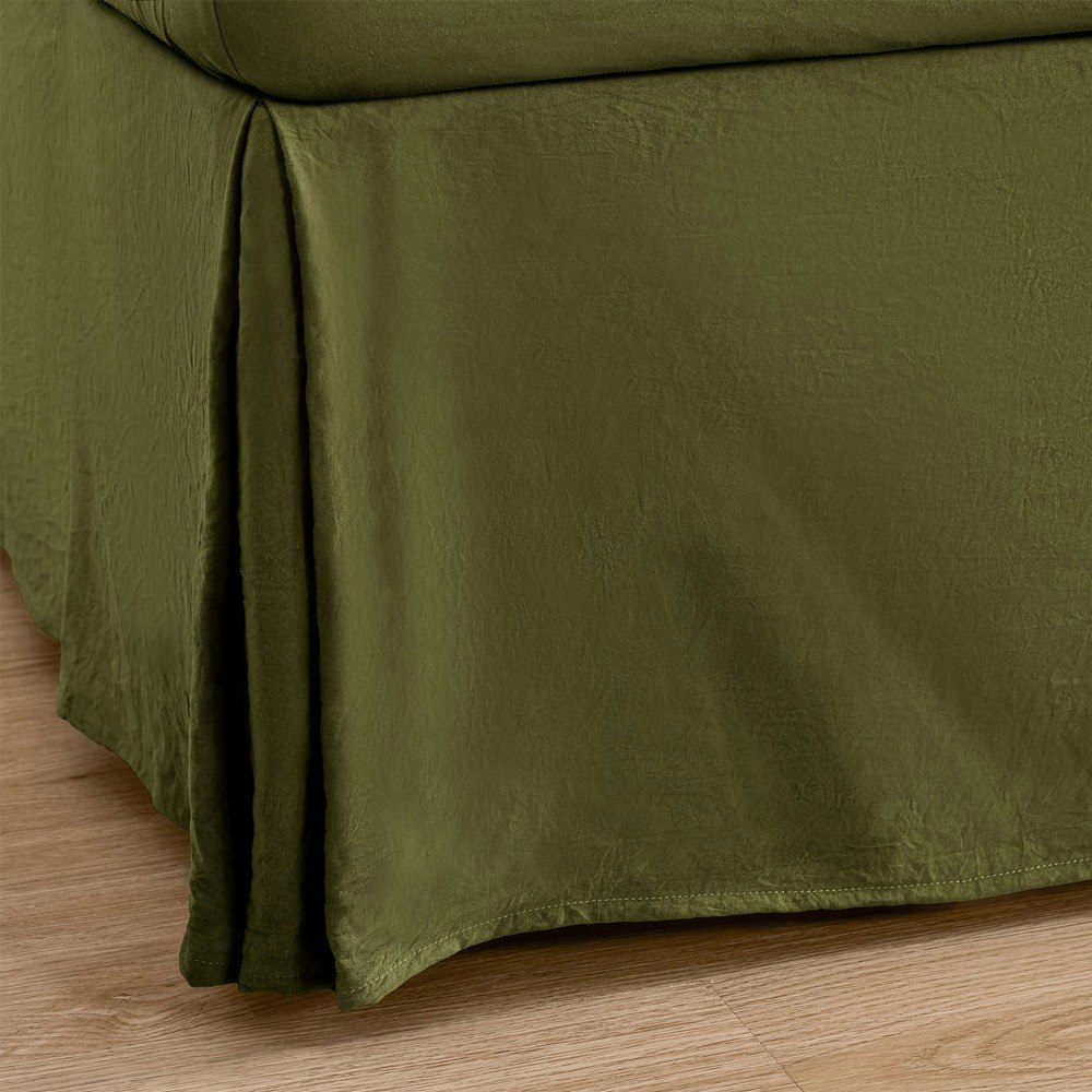 Dreamaker Superfine Washed Microfibre Pleated Valance Olive