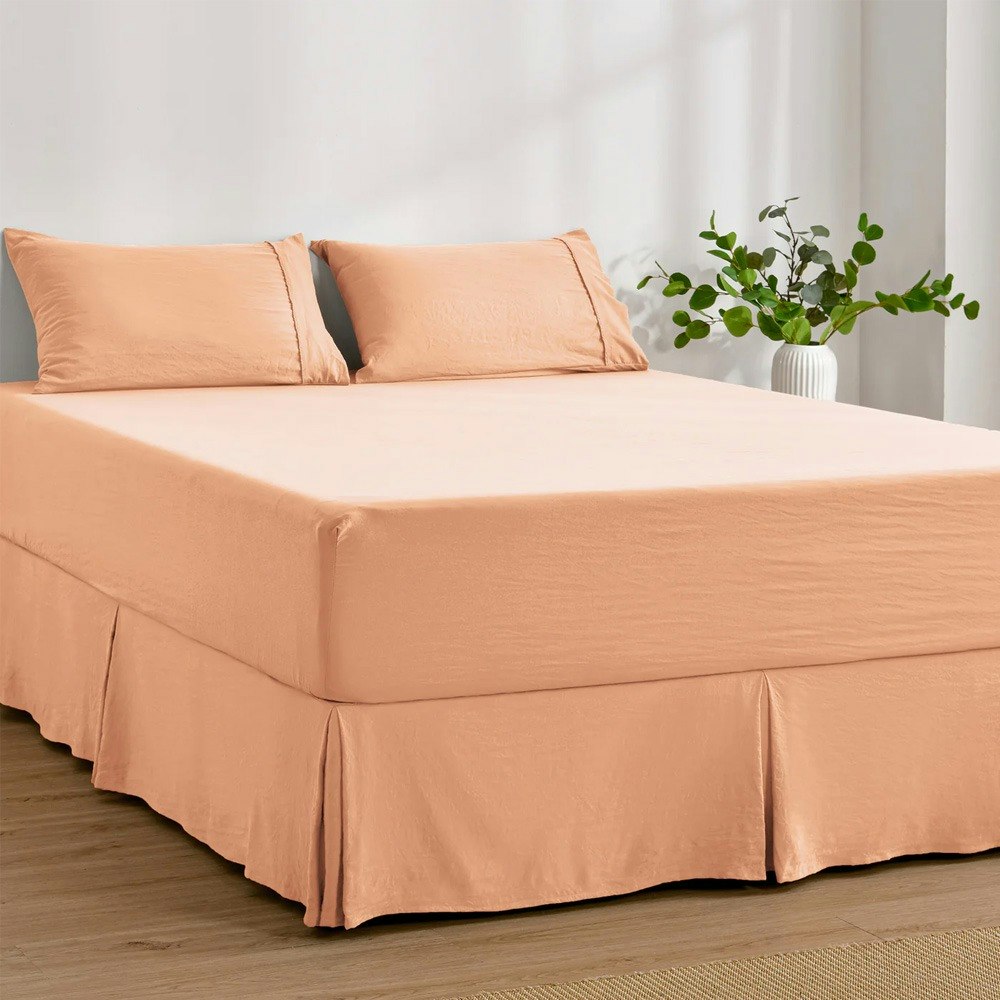 Dreamaker Superfine Washed Microfibre Pleated Valance Peach