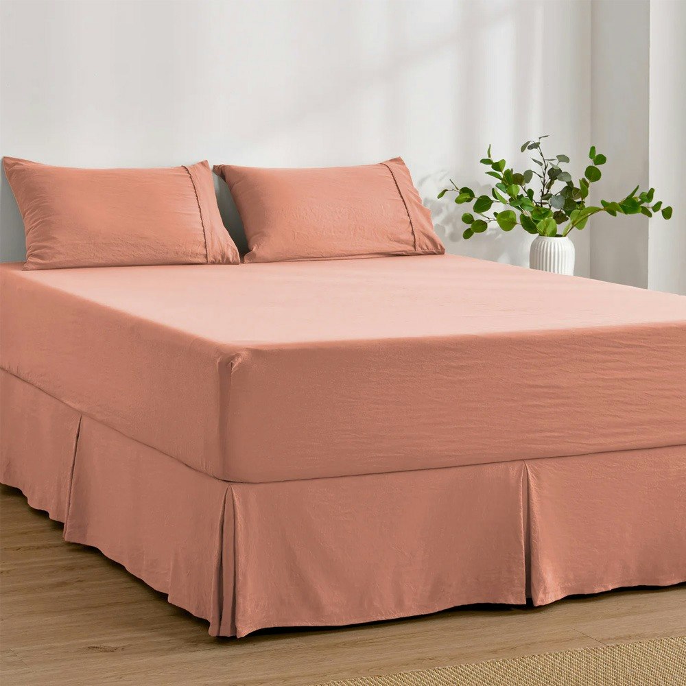 Dreamaker Superfine Washed Microfibre Pleated Valance Pink Clay