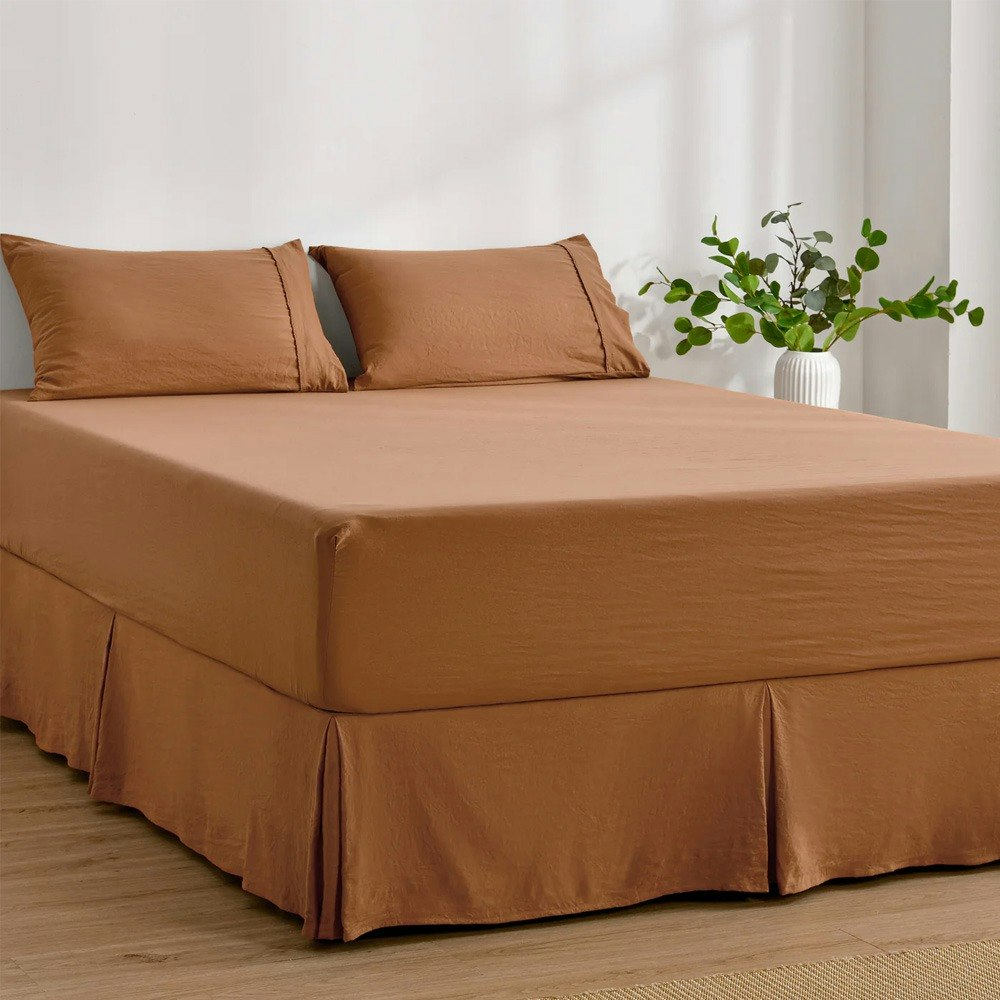 Dreamaker Superfine Washed Microfibre Pleated Valance Rust