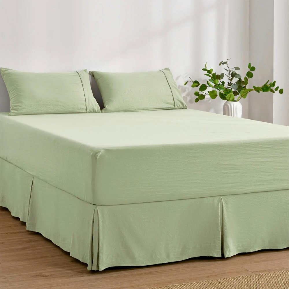 Dreamaker Superfine Washed Microfibre Pleated Valance Sage Green
