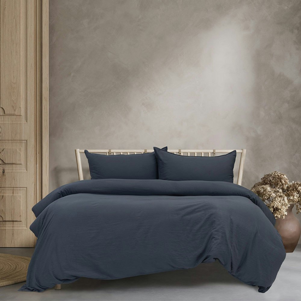 Ardor Boudoir Vintage Washed Quilt Cover Set Navy