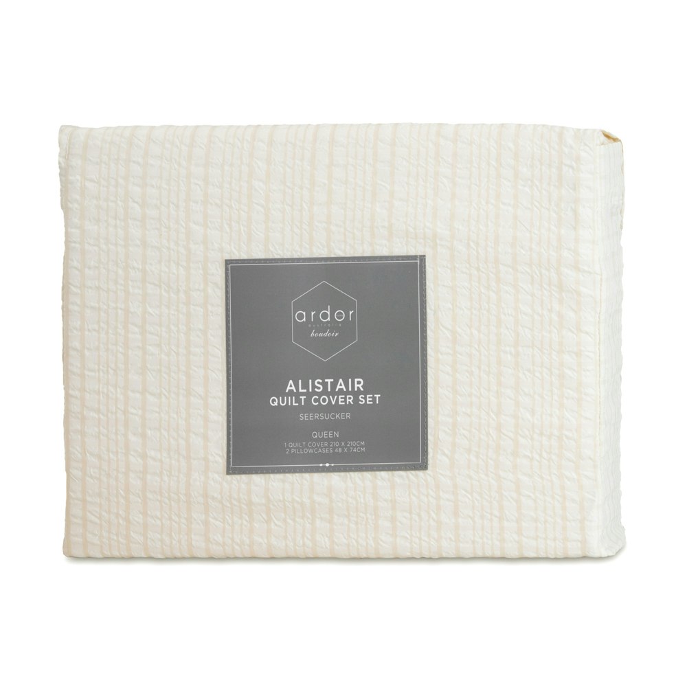 Ardor Boudoir Alistair Seersucker Quilt Cover Set Vintage White