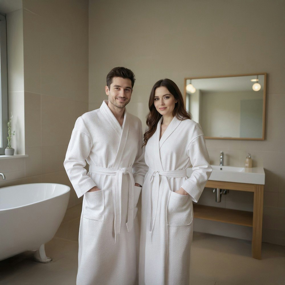Jason Commercial Cotton Waffle Bathrobe White
