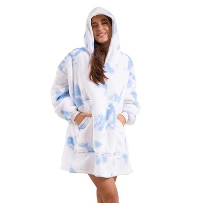 Royal Comfort Snug Hoodie Nightwear White Blue