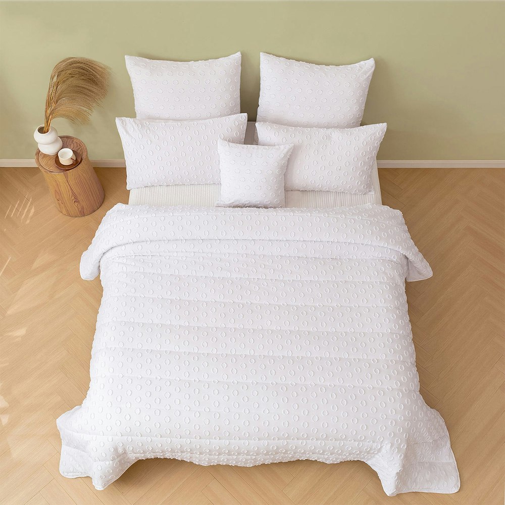 Dreamaker Haven Spot 6 Piece Comforter Set White 3