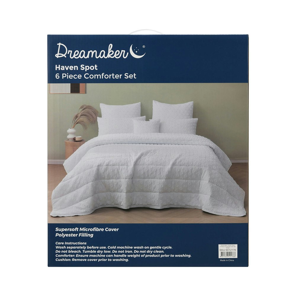 Dreamaker Haven Spot 6 Piece Comforter Set White 8