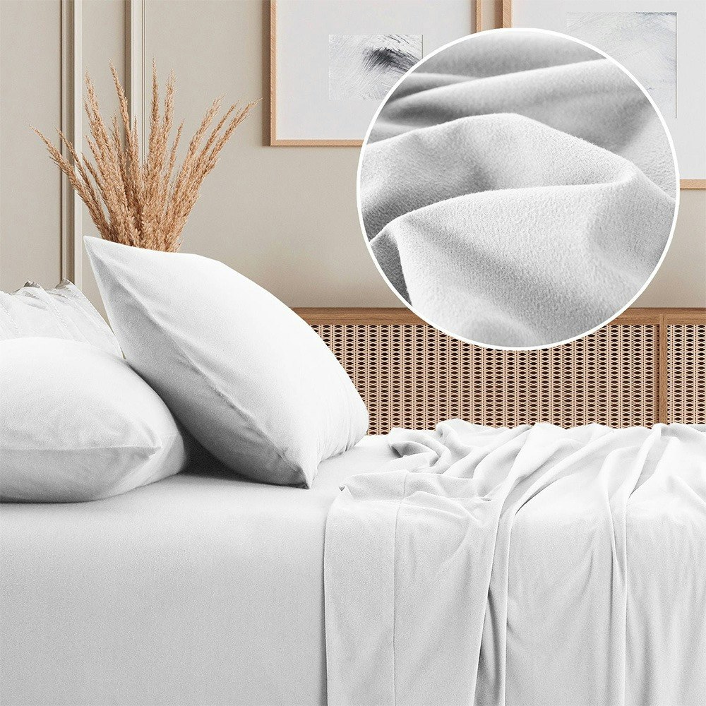 Royal Comfort Polar Fleece Flannel Sheet Set White 2
