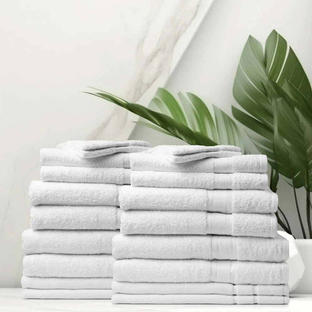 Royal Comfort 20 Piece Regency Luxury Plush 100% Cotton Bath Towel Set White