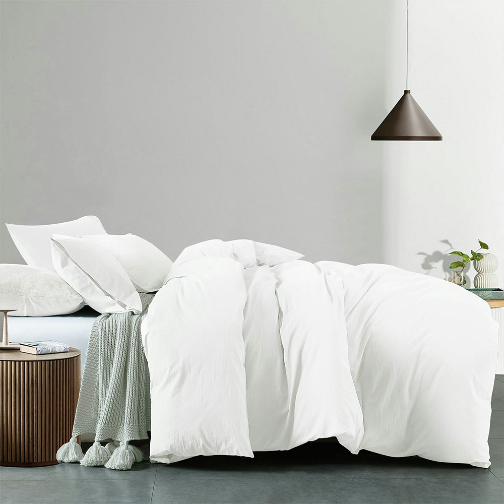 Royal Comfort Vintage Washed Cotton Quilt Cover Set Royal White 2