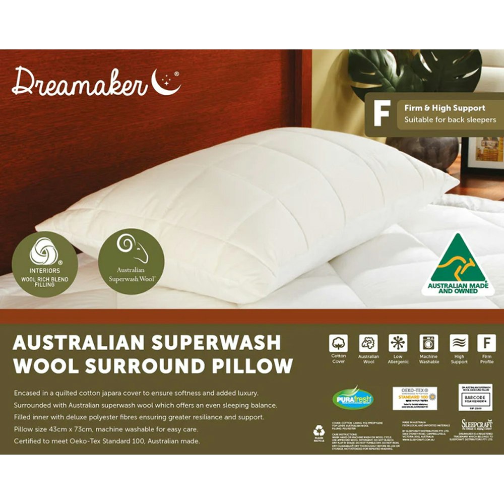 Dreamaker Australian Superwash Wool Surround Pillow