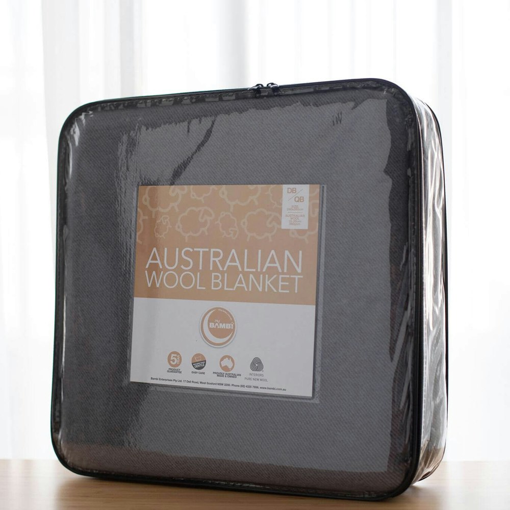 Bambi 100% Australian Wool Blanket Wool Twill Grey