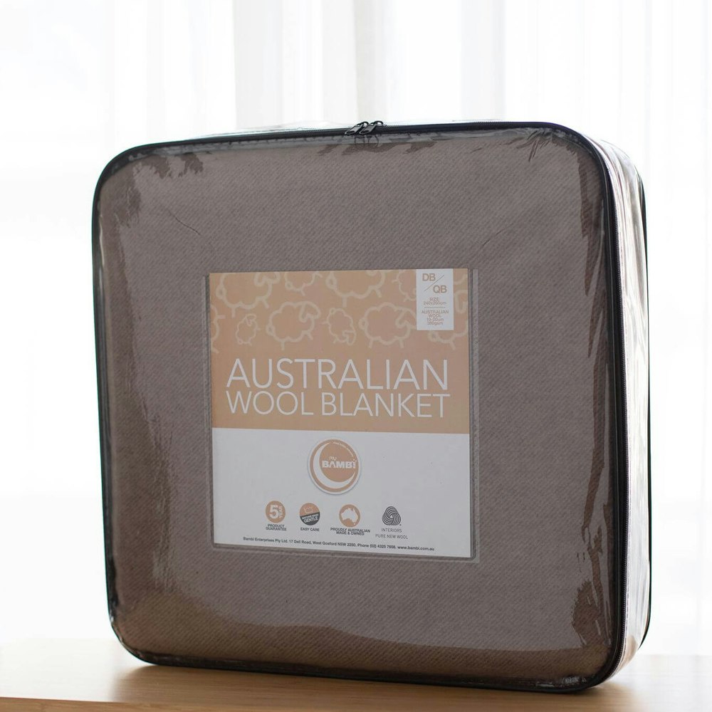 Bambi 100% Australian Wool Blanket Wool Twill Mocha