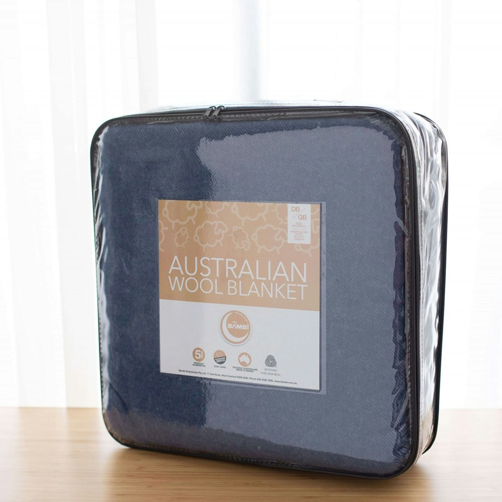 Bambi 100% Australian Wool Blanket Wool Twill Navy
