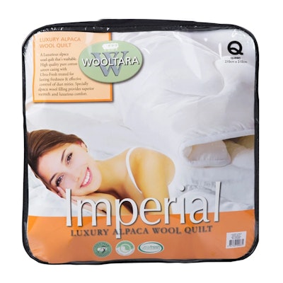 Wooltara Imperial Luxury Washable Winter Alpaca Blend Wool Quilt 450GSM Packaging