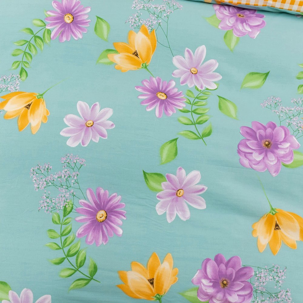 Dreamaker Zinnia 100% Cotton Reversible Quilt Cover Set